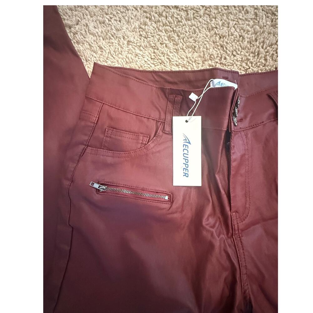 NWT Faux Leather Burgundy pants size 14/16‎